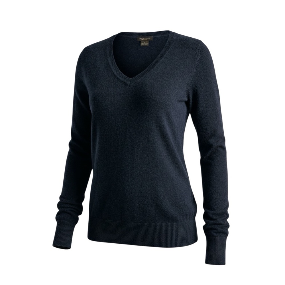 Henri Bendel Navy Blue V-Neck Sweater - S